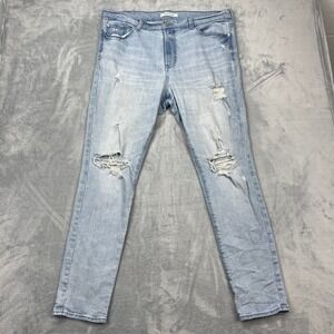 PacSun Jeans Mens 38x32 Blue Denim Distressed Light Wash Stacked Skinny Leg